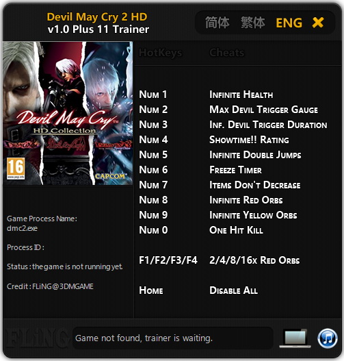 Devil May Cry 2 HD Collection: Trainer +11 v1.0 {FLiNG}