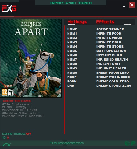 Empires Apart: Trainer +13 v1.0 - v1.0.4 {FutureX}