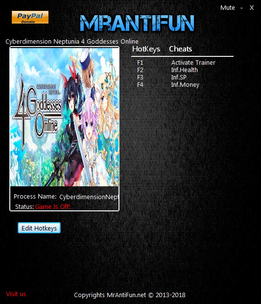 Cyberdimension Neptunia: 4 Goddesses Online - Trainer +3 v1.00 {MrAntiFun}