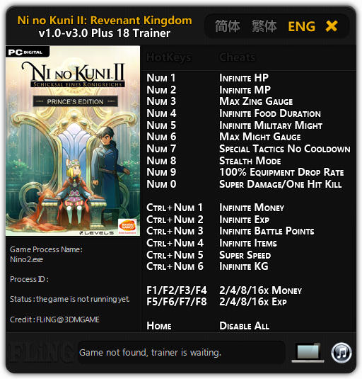 Ni No Kuni 2: Revenant Kingdom - Trainer +18 v3.0 {FLiNG}