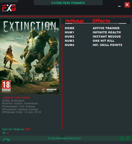 Extinction: Trainer +4 v1.0 {FutureX}