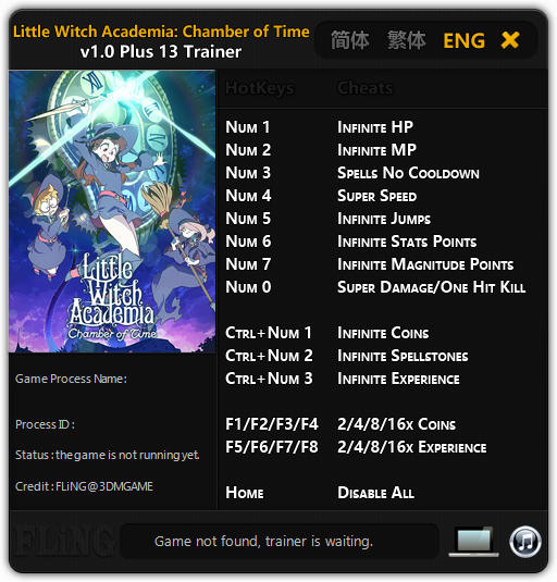 Little Witch Academia: Chamber of Time - Trainer +13 v1.0 {FLiNG}