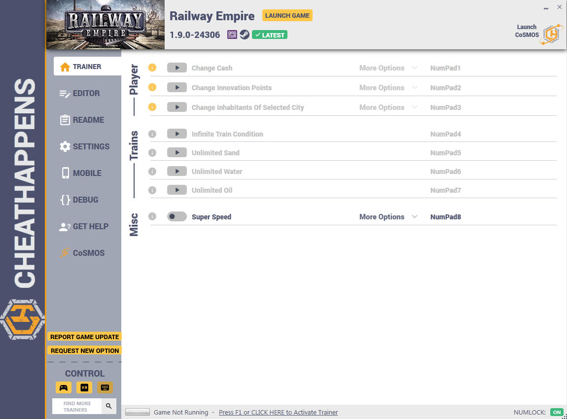 Railway Empire: Trainer +8 v1.9.0-24306 (STEAM+GOG) {CheatHappens.com}