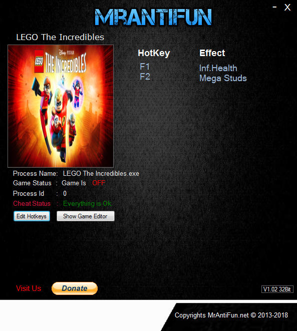 LEGO The Incredibles: Trainer +2 v1.0 {MrAntiFun}