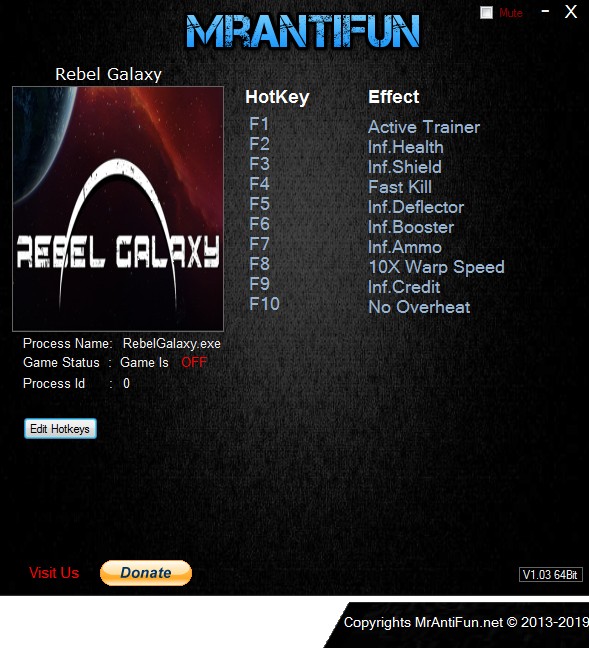 Rebel Galaxy: Trainer +9 v1.08b GOG-Steam-Epic-Origin {MrAntiFun}