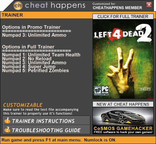 Left 4 Dead 2: Trainer +5 (Patch 07.22.2018) {CheatHappens.com}