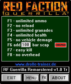 Red Faction: Guerrilla Re-Mars-tered: Trainer +8 [1.0 - Update 3] {dRoLLe}