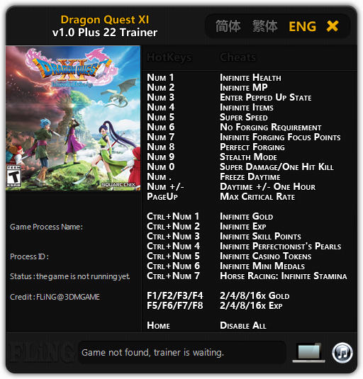 Dragon Quest XI: Echoes of an Elusive Age - Trainer +22 v1.0 {FLiNG}