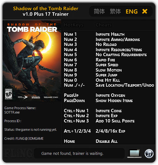 Shadow of the Tomb Raider: Trainer +17 v1.0 {FLiNG}