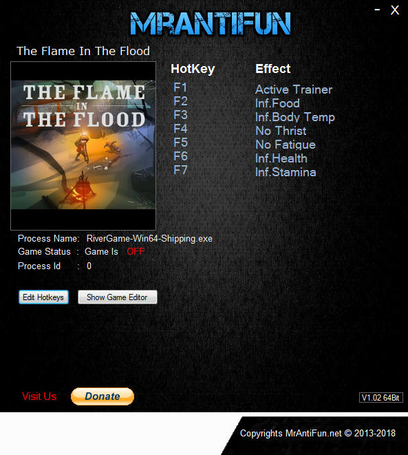 The Flame In The Flood: Trainer +6 v1.3.003 x64 {MrAntiFun}