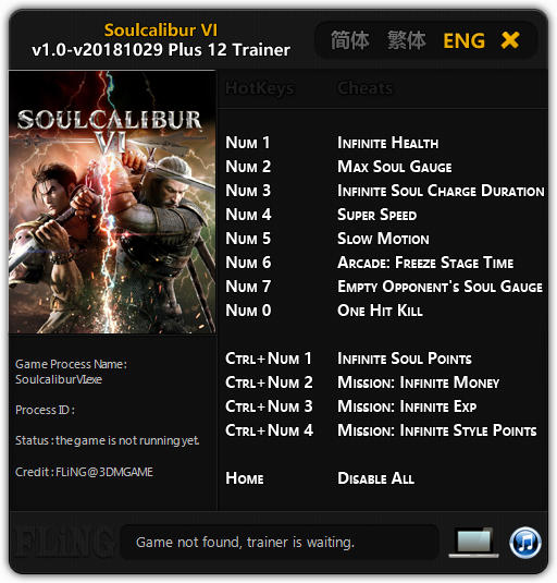 SoulCalibur 6: Trainer +12 v1.0 UPD: 2018.10.29 {FLiNG}