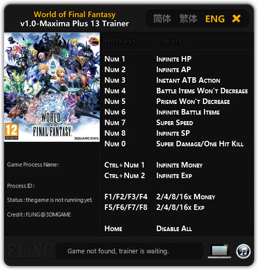 World of Final Fantasy: Trainer +13 v1.0 Maxima {FLiNG}