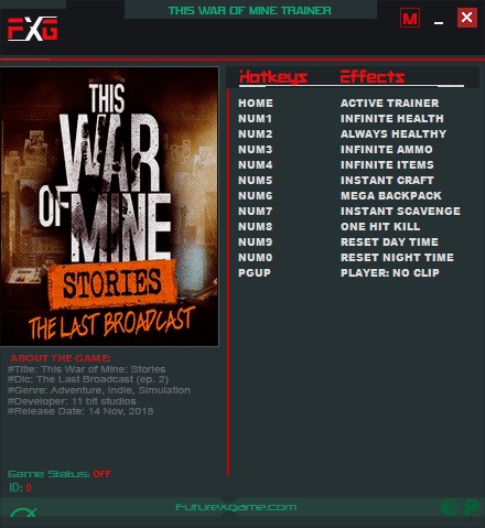 This War of Mine: Stories - The Last Broadcast: Trainer +11 v20181014 {FutureX}