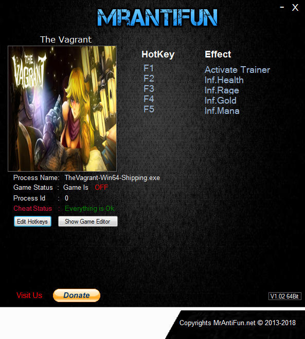The Vagrant: Trainer +5 v1.455.181117 {MrAntiFun}
