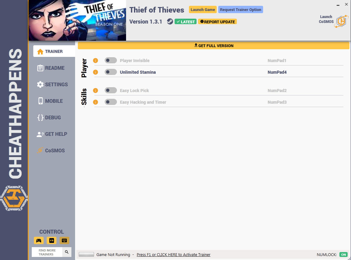 Thief of Thieves: Season One - Trainer +4 v1.3.1 {CheatHappens.com}