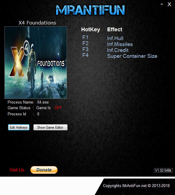 X4: Foundations - Trainer +4 v1.5 {MrAntiFun}