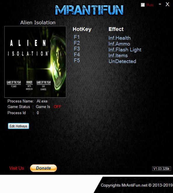Alien: Isolation - Trainer +5 v13.01.2019 {MrAntiFun}