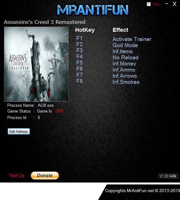 Assassin S Creed 3 Remastered Trainer 7 V1 00 Mrantifun Download Gtrainers