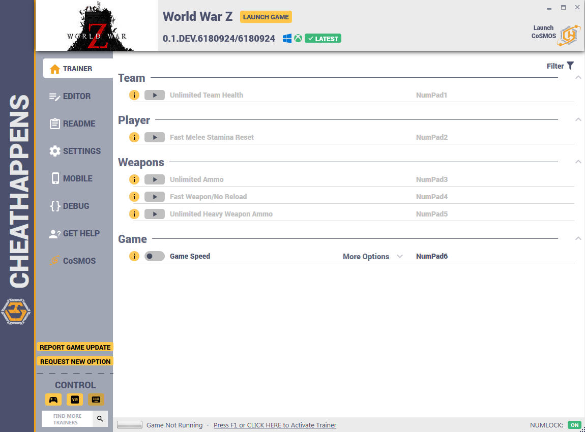 World War Z: Trainer +9 v0.1.DEV.6180924/6180924 (GAMEPASS) {CheatHappens.com}