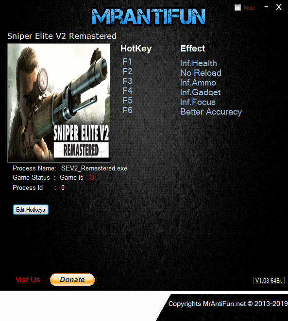 Sniper Elite V2 Remastered: Trainer +6 v1.0 {MrAntiFun}