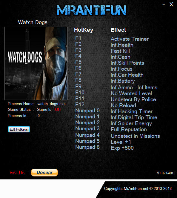 Watch_Dogs: Trainer +19 v1.06.329.2019 {MrAntiFun}