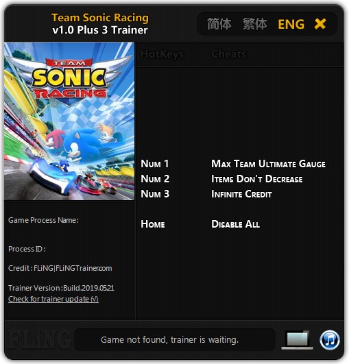 Team Sonic Racing: Trainer +3 v1.0 {FLiNG}