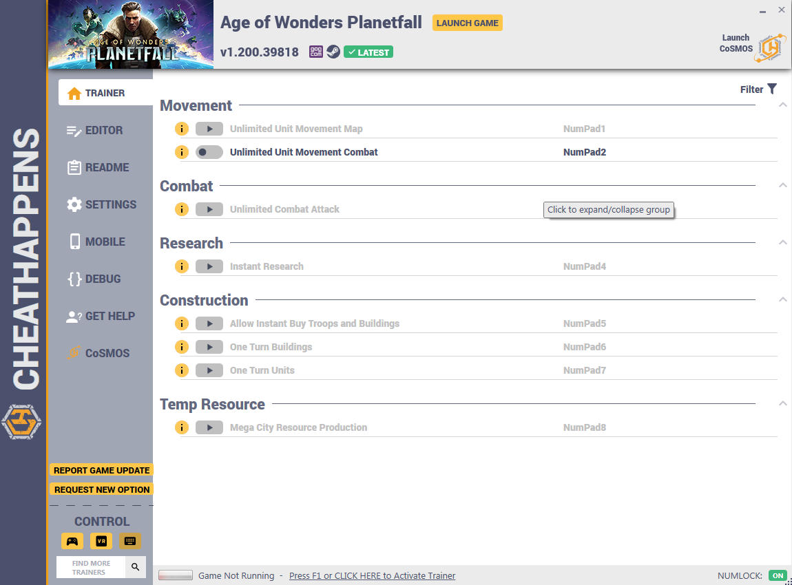 Age of Wonders: Planetfall - Trainer +17 v1.200.39818 {CheatHappens.com}