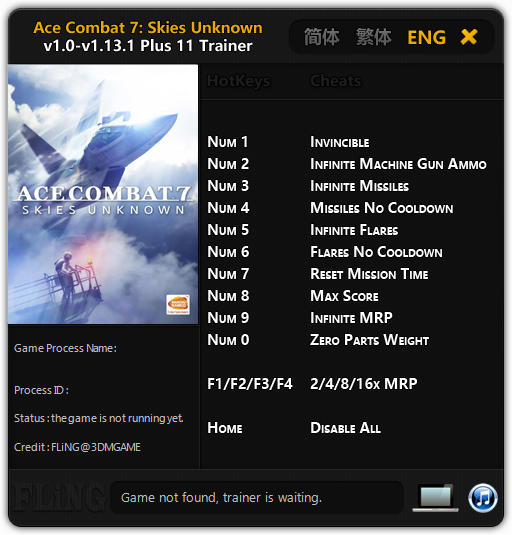 Ace Combat 7: Skies Unknown - Trainer +11 v1.13.1 {FLiNG}