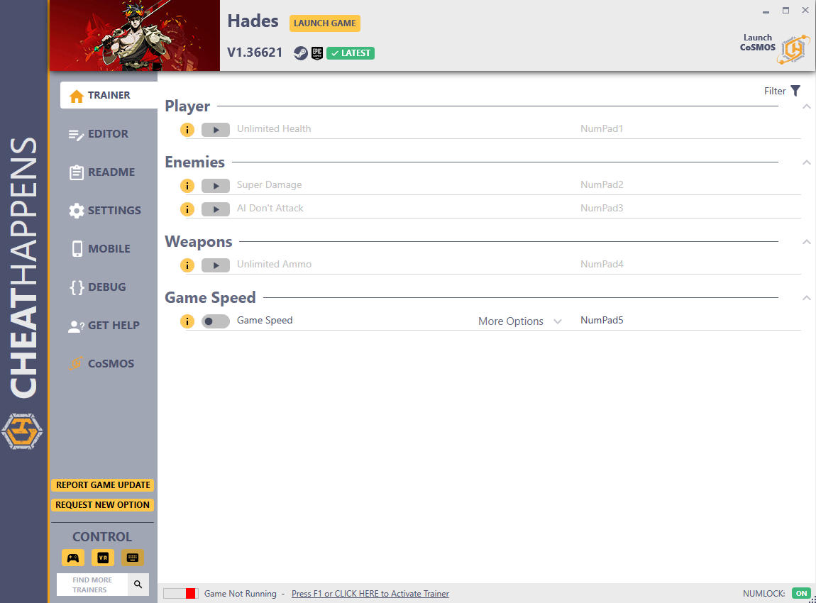 Hades: Trainer +14 v1.36621 (EPIC+STEAM) {CheatHappens.com}