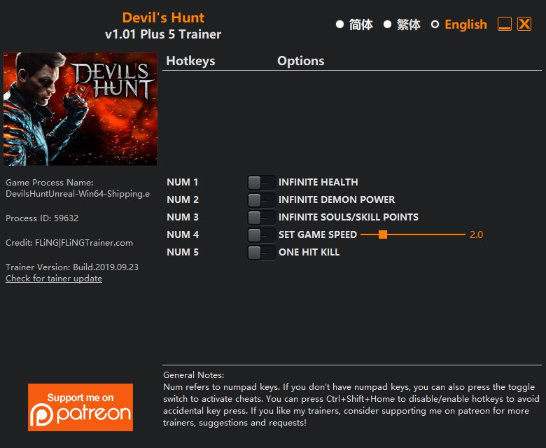 Devil's Hunt: Trainer +5 v1.01 {FLiNG}