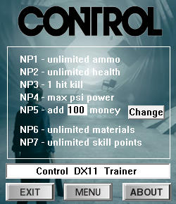 Control: Trainer +7 v1.04.01 DX11 / DX12 {dR.oLLe}