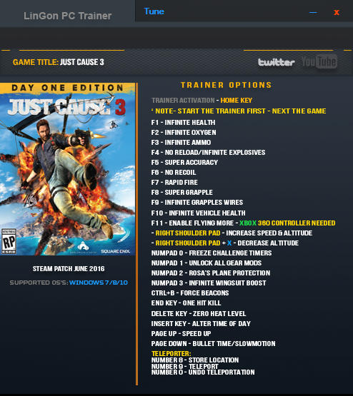 Just Cause 3: Trainer +23 Up 17.06.2016 {LinGon}