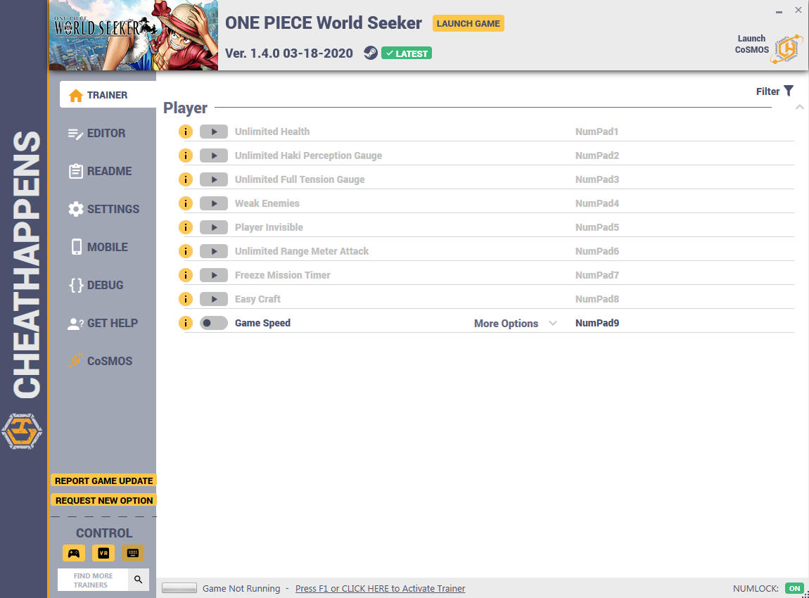 ONE PIECE World Seeker: Trainer +11 v1.4.0 (03.18.2020) {CheatHappens.com}