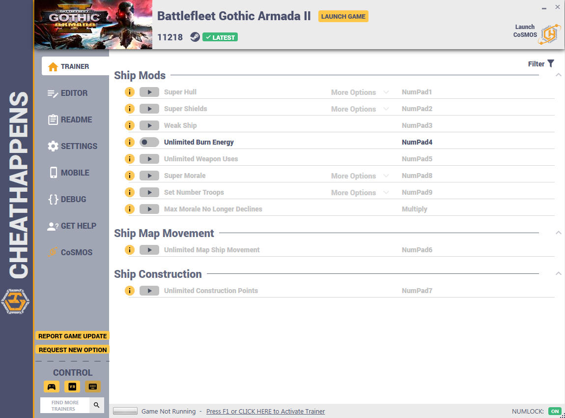 Battlefleet Gothic: Armada 2 - Trainer +18 v11218 (06.02.2020) {CheatHappens.com}