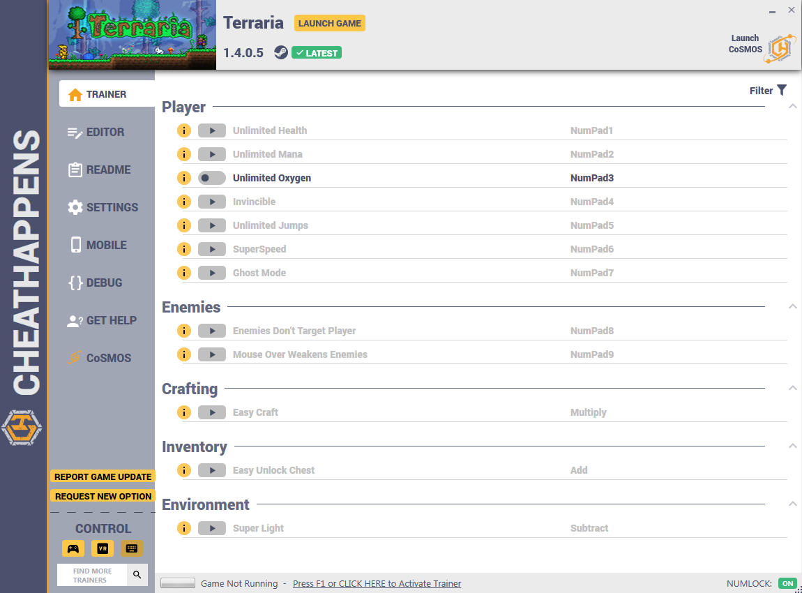 Terraria: Trainer +16 V5 (STEAM 06.05.2020 - v1.4.0.5) {CheatHappens.com}