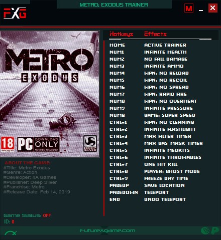 Metro Exodus: Trainer +20 v1.0.0.7 {FutureX}