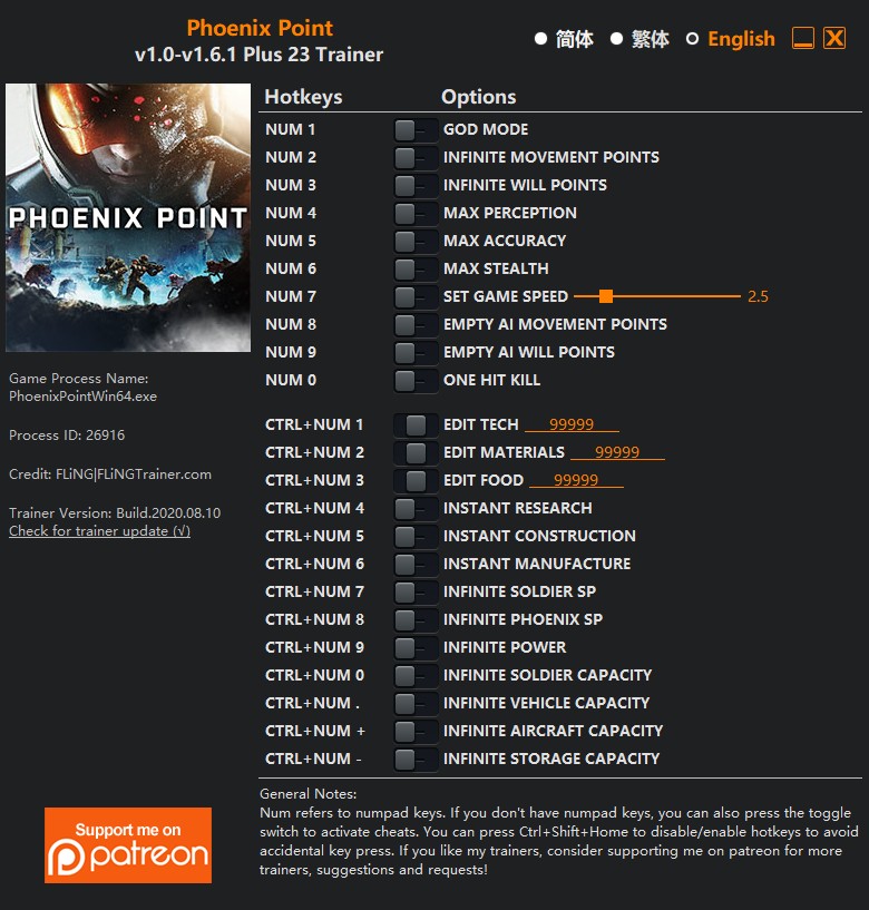 Phoenix Point: Trainer +23 Epic Store v1.0-v1.6.1 {FLiNG}