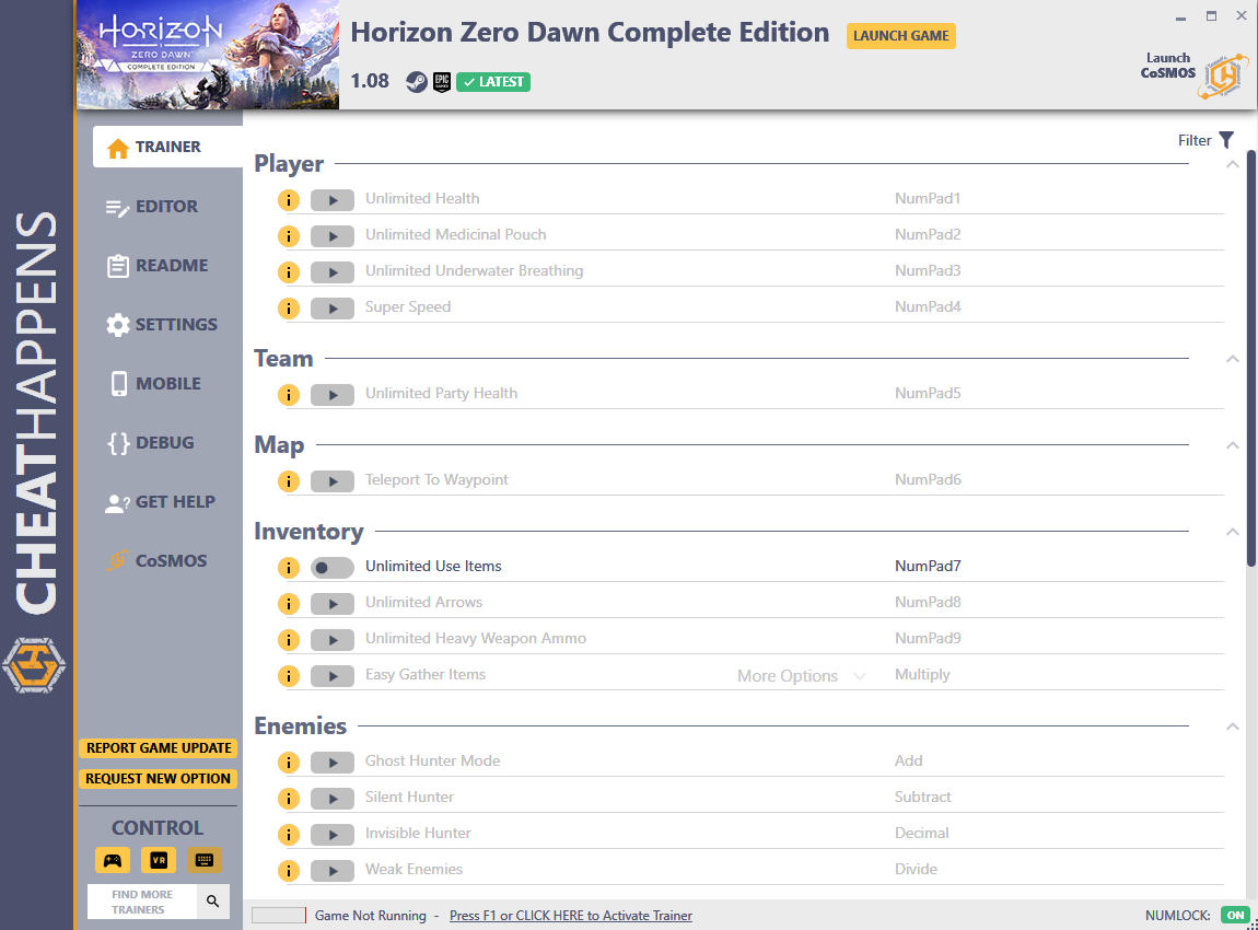 Horizon: Zero Dawn - Complete Edition: Trainer +33 v1.08 (STEAM+EPIC) {CheatHappens.com}