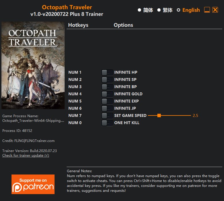 Octopath Traveler: Trainer +8 v1.0-v20200722 {FLiNG}