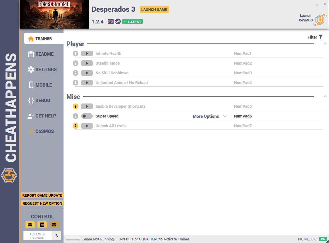 Desperados III: Trainer +7 v1.2.4 (STEAM+GOG) {CheatHappens.com}
