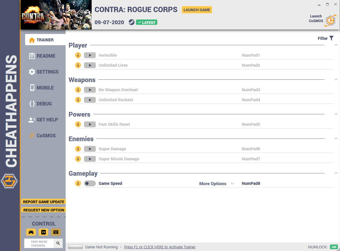 Contra: Rogue Corps - Trainer +8 v1.0 {CheatHappens.com}
