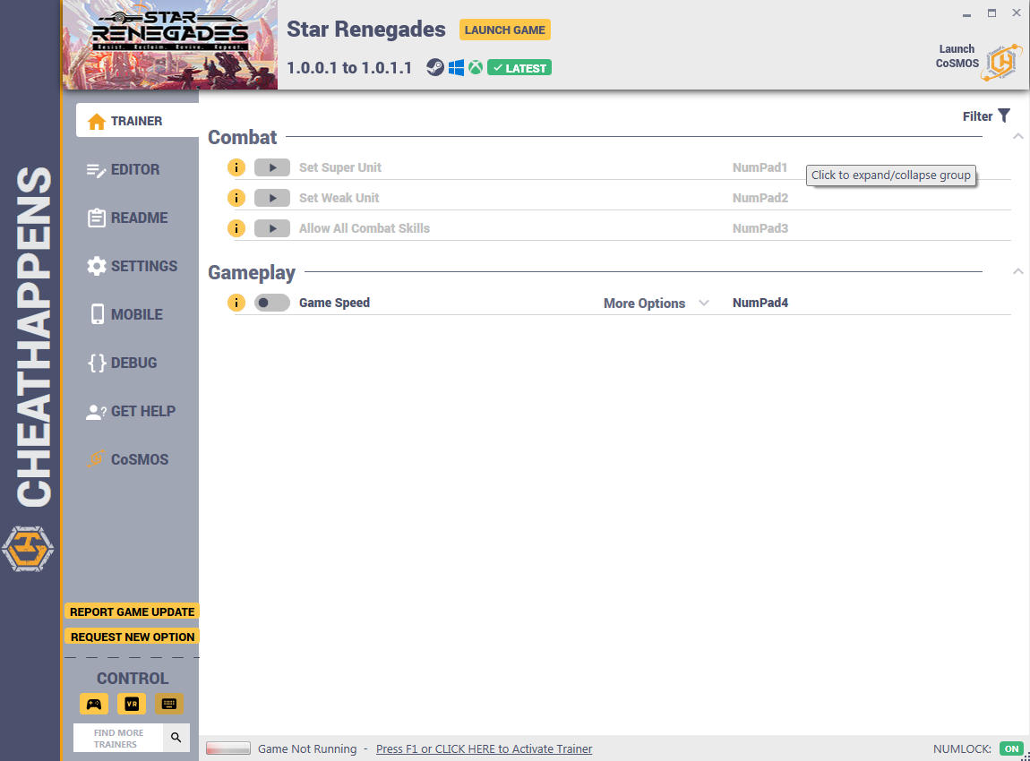 Star Renegades: Trainer +12 v1.0.0.1-1.0.1.1 (STEAM+GAMEPASS) {CheatHappens.com}
