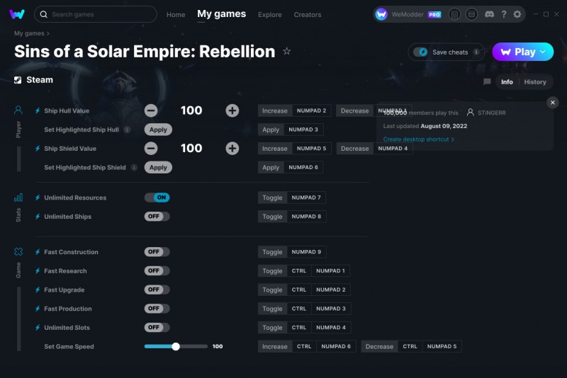Sins of a Solar Empire: Rebellion - Trainer +12 v09.08.2022 {STiNGERR / WeMod}