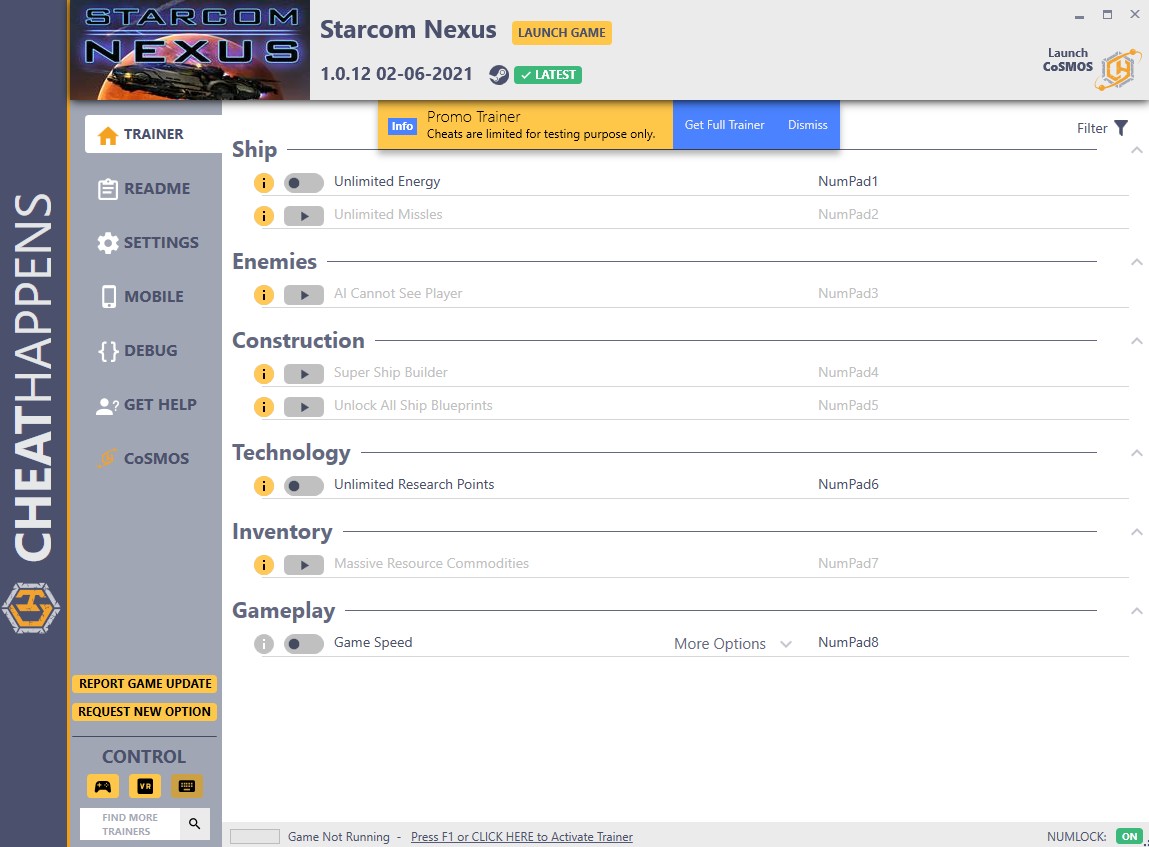 Starcom: Nexus - Trainer +8 v1.0.12 (02.06.2021) {CheatHappens.com}