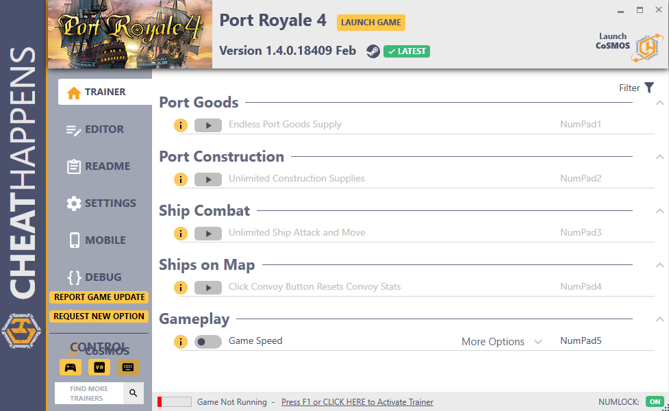 Port Royale 4: Trainer +28 v1.4.0.18409 Feb {CheatHappens.com}