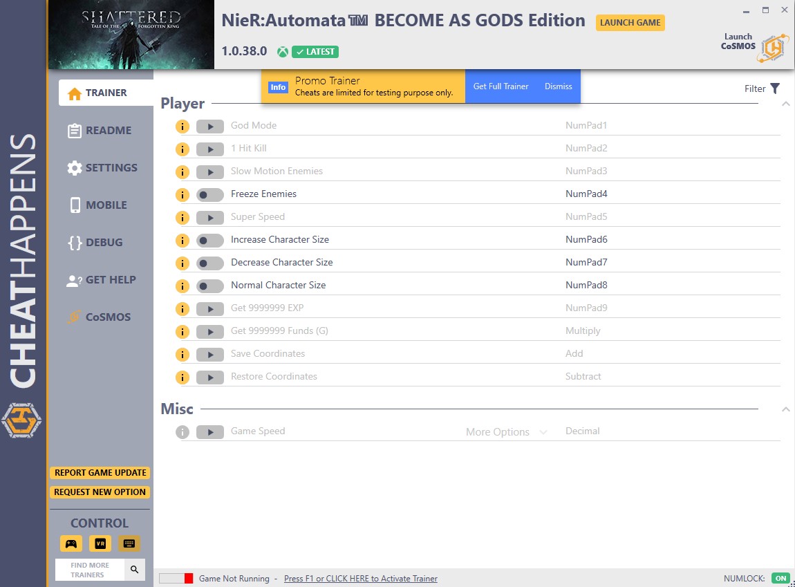 Nier Automata: Become as Gods Edition - Trainer +13 v1.0.38.0 {CheatHappens.com}