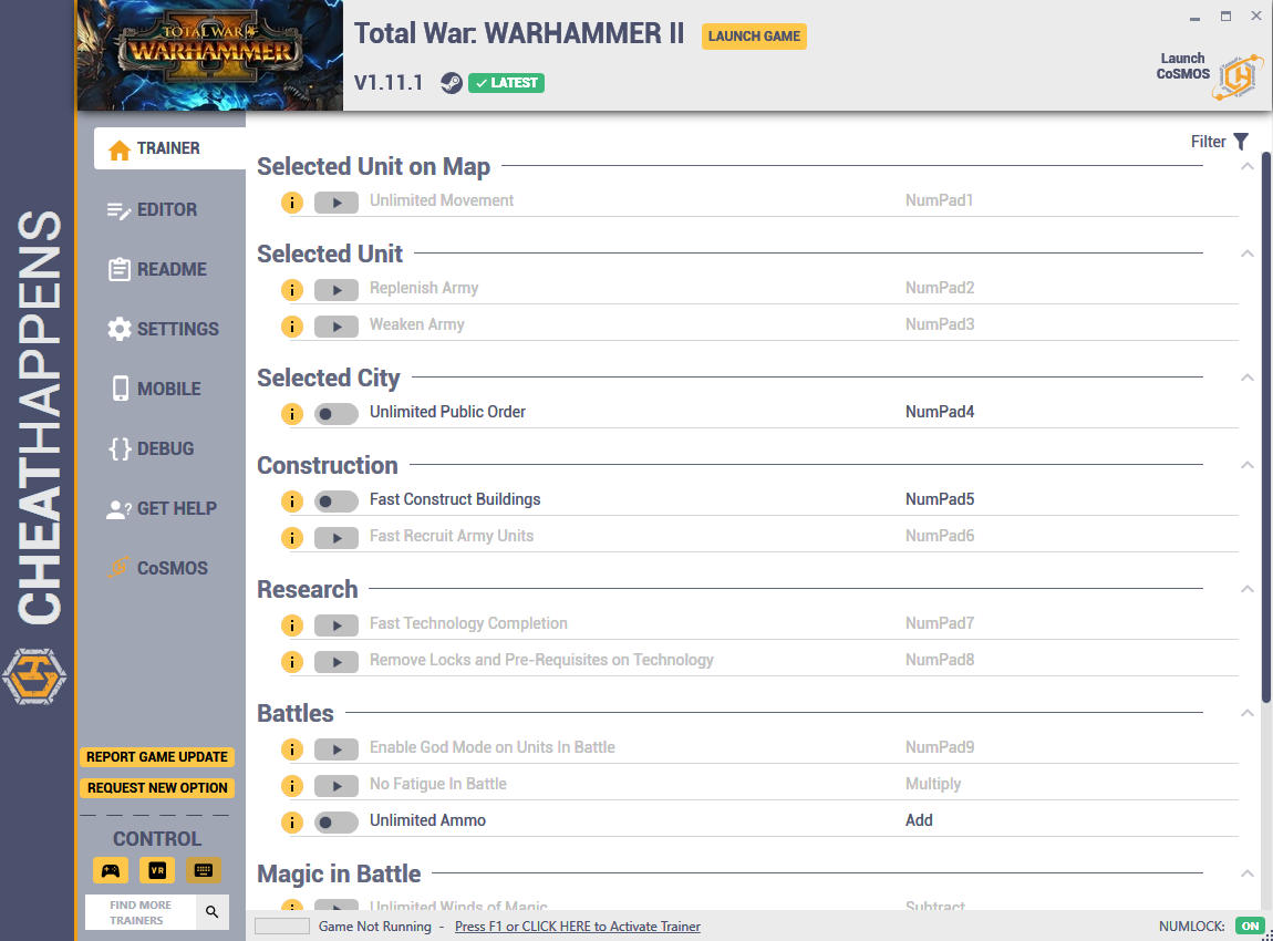 Total War: Warhammer 2 - Trainer +25 v1.11.1 (+THE TWISTED AND THE TWILIGHT) {CheatHappens.com}