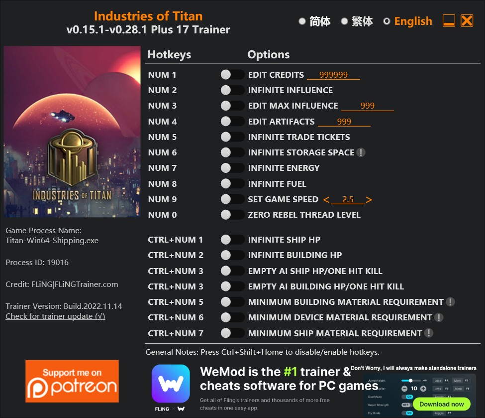 Industries of Titan: Trainer +17 v0.15.1-v0.28.1 {FLiNG}