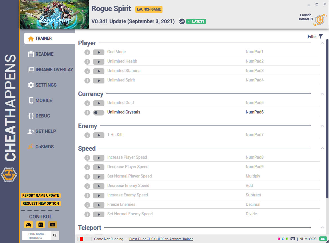 Rogue Spirit: Trainer V0.341 Update (September 3 2021) {CheatHappens.com}