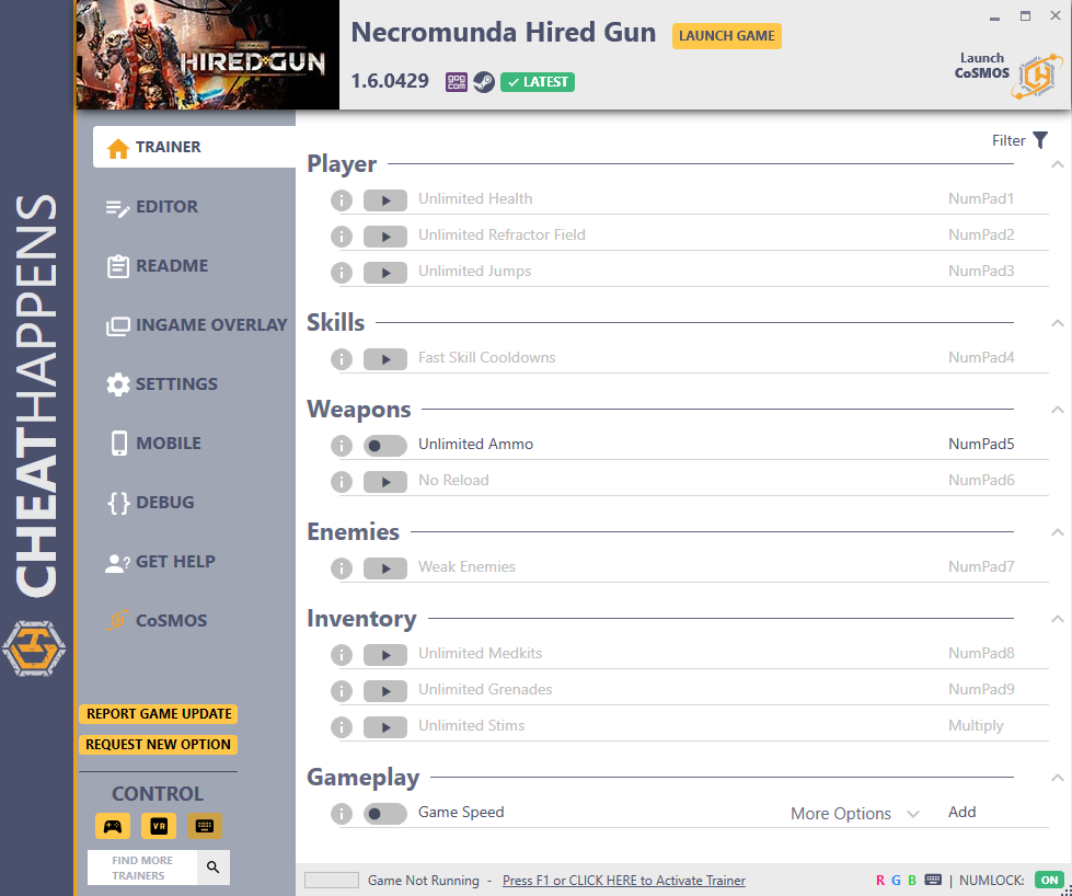 Necromunda: Hired Gun - Trainer +12 v1.6.0429 {CheatHappens.com}